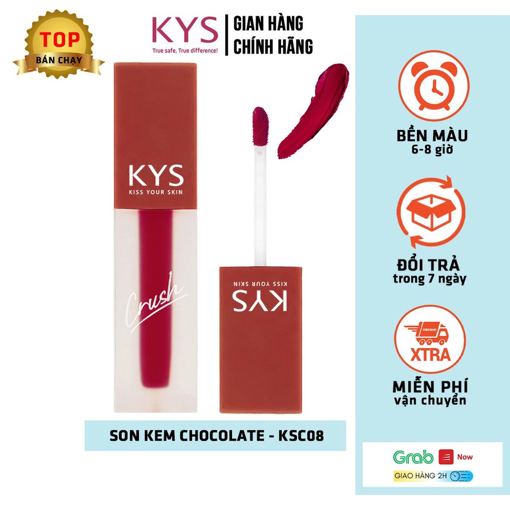 Son Kem Lì Lâu Trôi Cherry Rush Chocolate Không Chì KYS Crush 3.5g