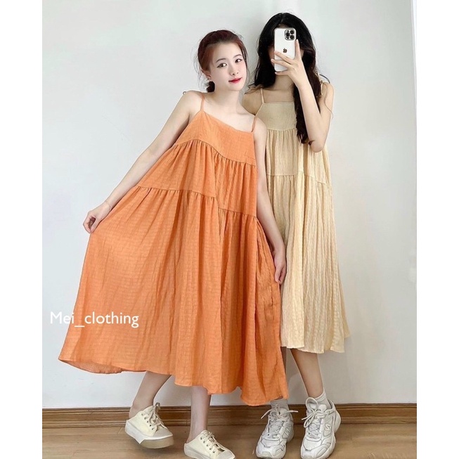 [Ảnh thật/video] Đầm maxi 2 lớp/ Váy 2 dây babydoll chất xốp không nhăn Ulzzang