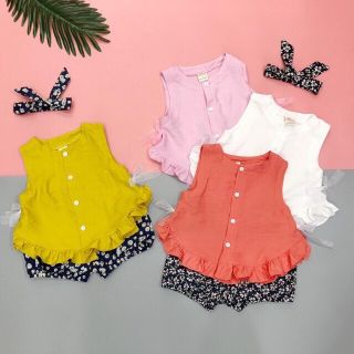 Set áo đũi quần thô hoa nhí kèm tua ban cho bé gái