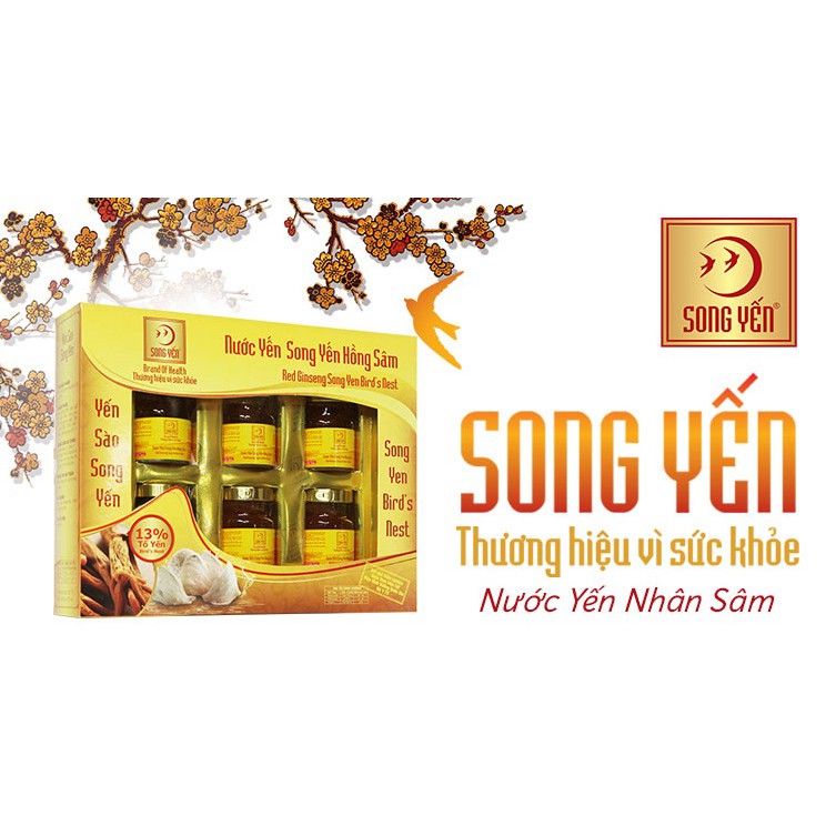 SONG YẾN - Nước yến Hồng Sâm 13% tổ yến 6 lọ x 70ml