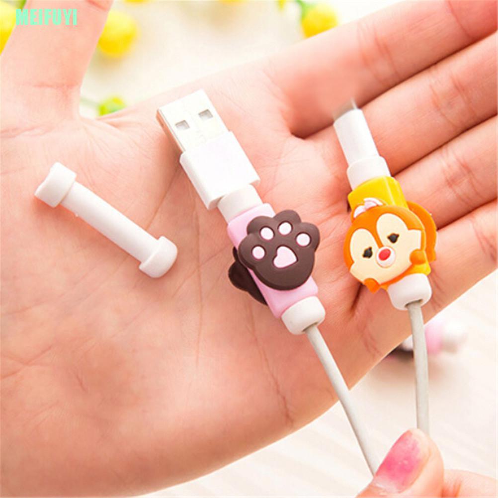 Set 2 Bộ 4 Phụ Kiện Bảo Vệ Dây Cáp Sạc Usb Hình Hoạt Hình Dễ Thương