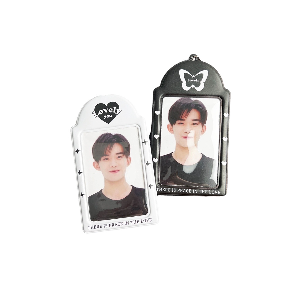 Móc Khóa Đựng Thẻ ID/Thẻ ID/Ảnh Cỡ Nhỏ Màu Đen/Trắng Tiện Dụng