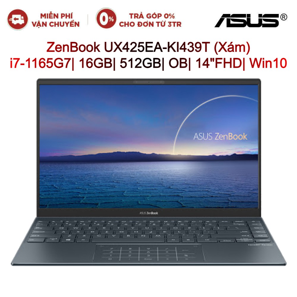 [Mã ELTECHZONE giảm 5% đơn 500K] Laptop ASUS ZenBook UX425EA-KI439T i7-1165G7| 16GB| 512GB| OB| 14&quot;FHD| Win10 (Xám)