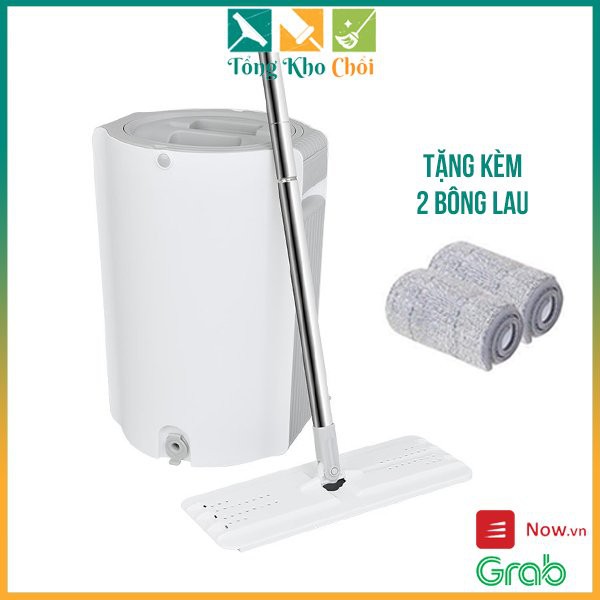 Bộ Lau Nhà Tự Vắt Pulito- Chổi Lau Nhà Thông Minh Cán Dài Đầu Xoay 360 Kèm Thùng Vắt 2 Ngăn Và Bông Lau BLN-R3