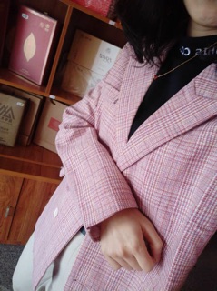 [Order] Áo blazer kẻ hồng pastel (kèm ảnh thật)