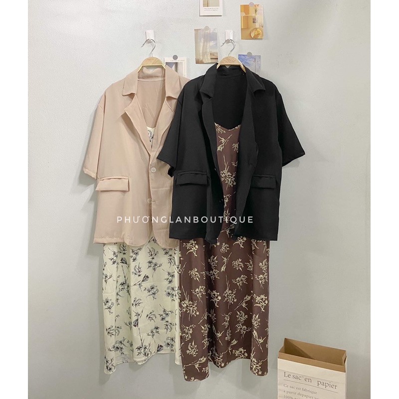 Set đồ nữ 🌸 FREESHIP 🌸 Set váy blaze gồm váy hoa và áo khoác nhẹ ngoài ulzzang siêu hot | BigBuy360 - bigbuy360.vn
