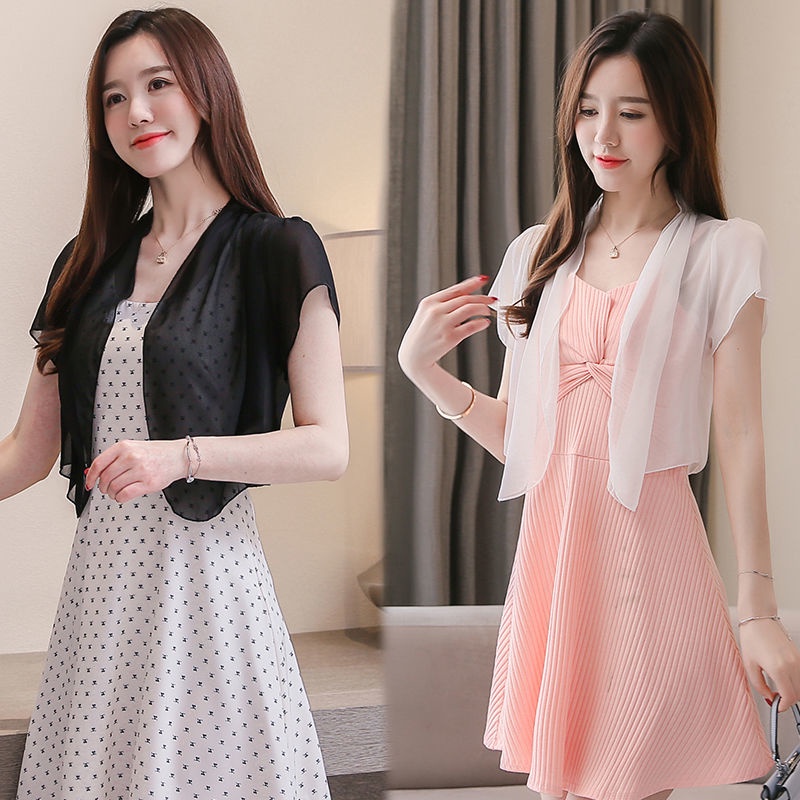 Áo Khoác Cardigan Vải Voan Mỏng Tay Ngắn Thoáng Mát