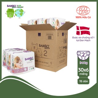Thùng tã dán 100% hữu cơ bambo nature - nhập khẩu đan mạch - 3-6kg - size s - 6 gói - 30 miếng