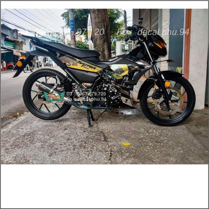 Tem Satria Red Bull vàng đen crom (V)