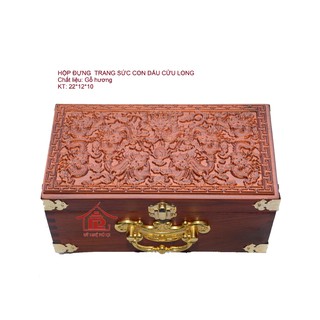 Hộp đựng trang sức con dấu cửu long gỗ hương