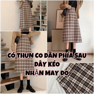 [CÓ SIZE - NHẬN MAY ĐO] CHÂN VÁY CARO MÀU NÂU CHOCO HÀN QUỐC