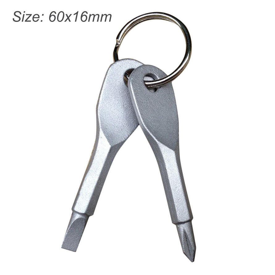 EASYGO 2 cái Tua vít bằng thép cầm tay ngoài trời Đầu phẳng chữ thập với vòng chìa khóa EG315