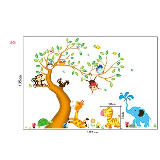 Decal Dán Tường Cây Những Con Thú