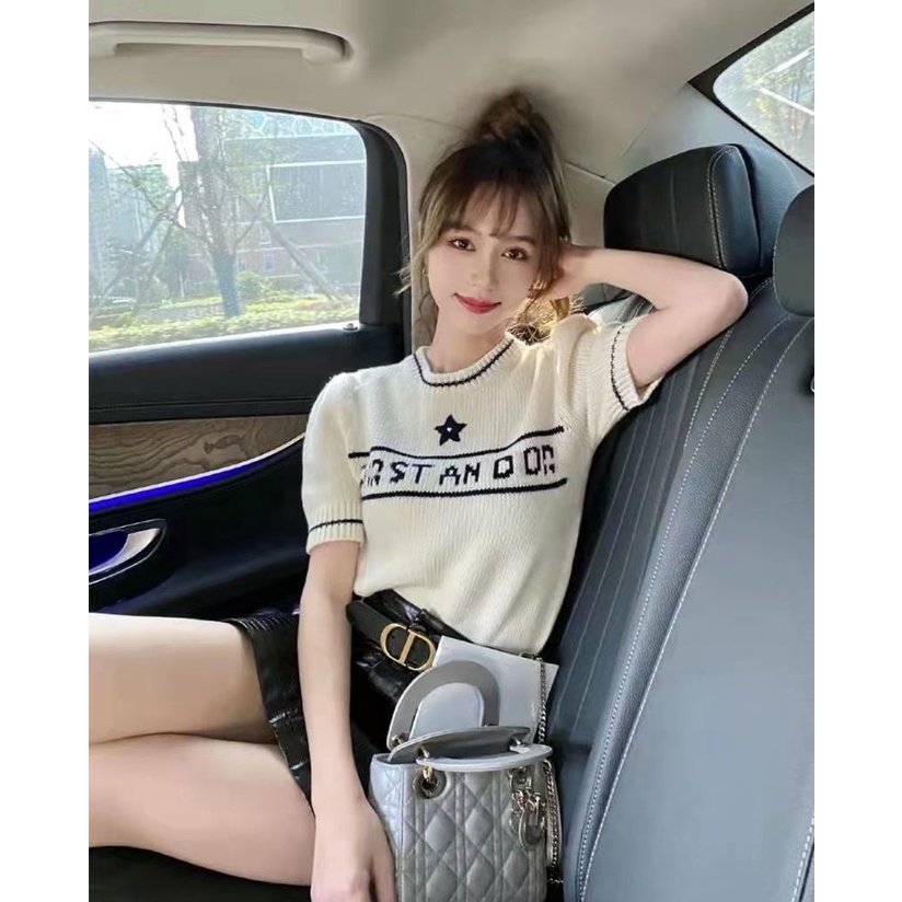 Áo Dệt Kim Tay Ngắn Thiết Kế Mới Thời Trang Mùa Xuân Theo Phong Cách Phương Tây | BigBuy360 - bigbuy360.vn