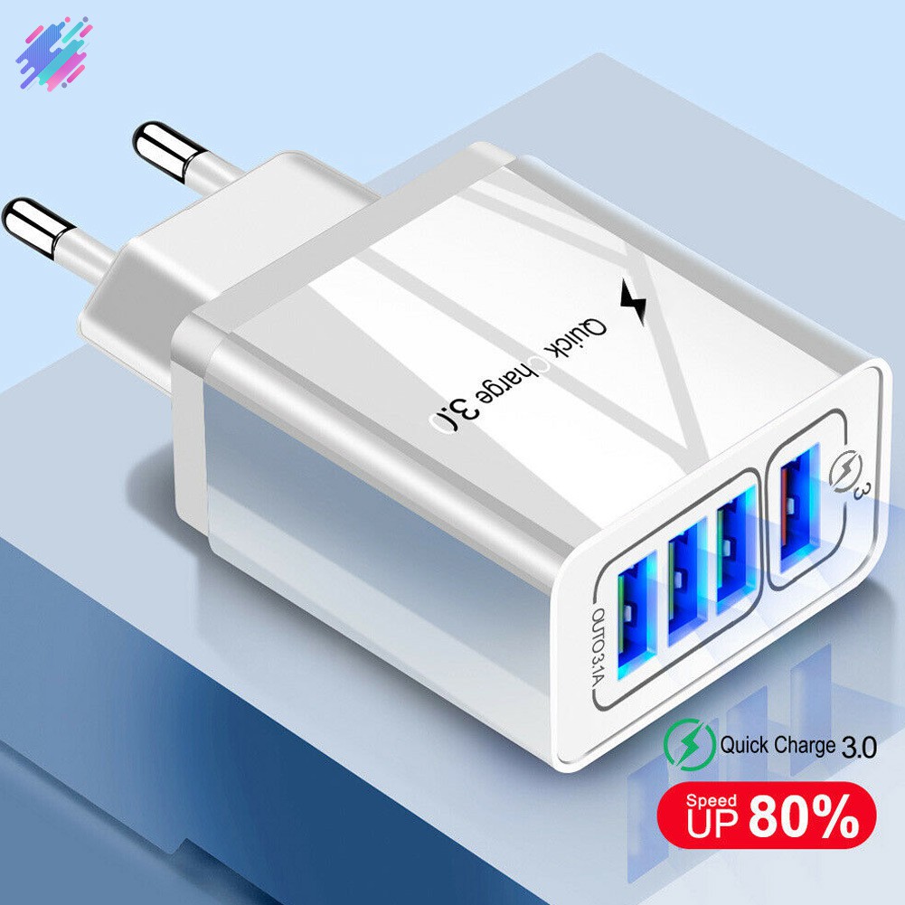 Chốt sạc nhanh QC3.0 4 cổng USB gắn tường điều hợp nguồn