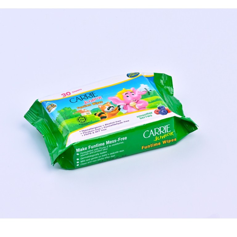 Combo 4 Gói Khăn Giấy Ướt Carrie Junior Funtime Smoothie Berries 30 tờ/ gói