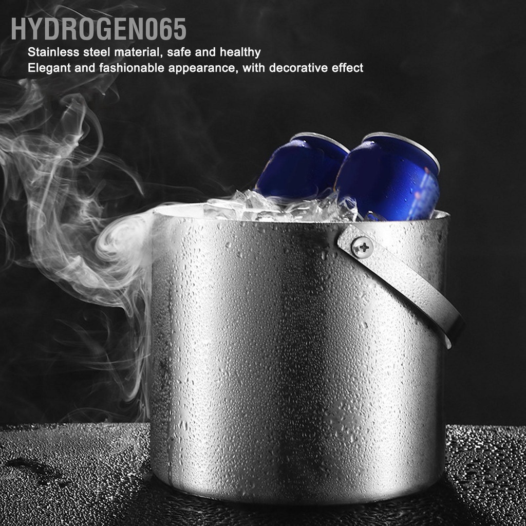 Hydrogen065 Thùng đá bằng thép không gỉ 3L cách nhiệt đôi có nắp đậy cho bia sâm panh