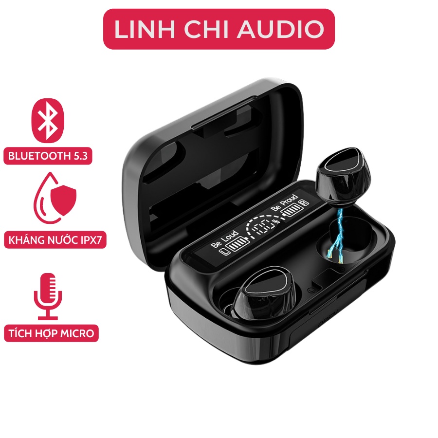 Tai nghe bluetooth F9 Plus TWS 5.0 bản Quốc tế không dây cảm ứng chống nước IPX5, chống ồn tích hợp sạc dự phòng 3500mAh