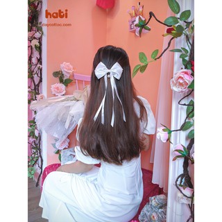 Kẹp tóc nơ dáng dài đính hạt D5 - Kẹp tóc Handmade HATI