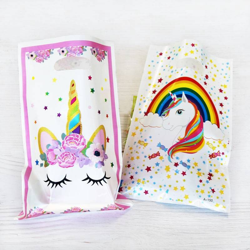 Set 10 Túi Nhựa Đựng Quà Tặng In Hình Kỳ Lân Dễ Thương
