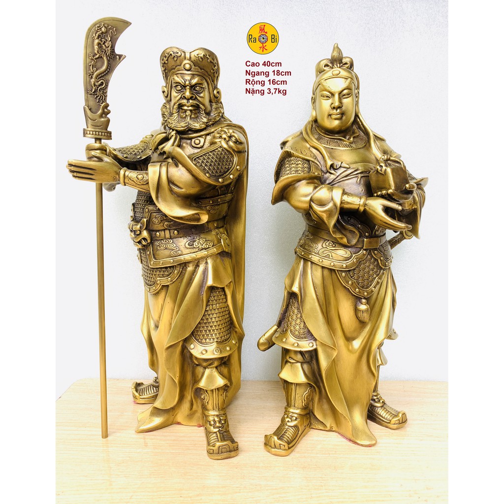 Quan Công Quan Bình Châu Thương - Bộ Quan Công Hộ Pháp 40cm - Tượng Đồng Thờ Cúng Cao Cấp