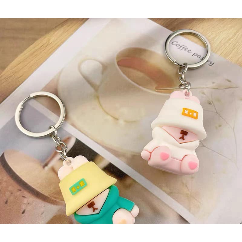 Móc khóa gấu có mũ X.X đủ màu