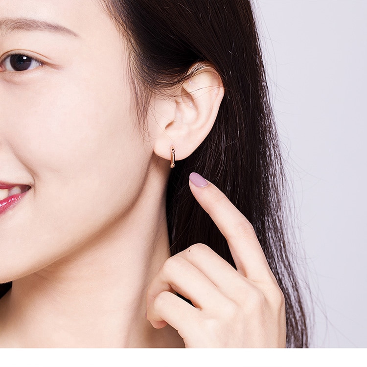 Khuyên tai Bamoer bạc 925 màu vàng hình tròn nhỏ thời trang tinh tế sang trọng cho nữ