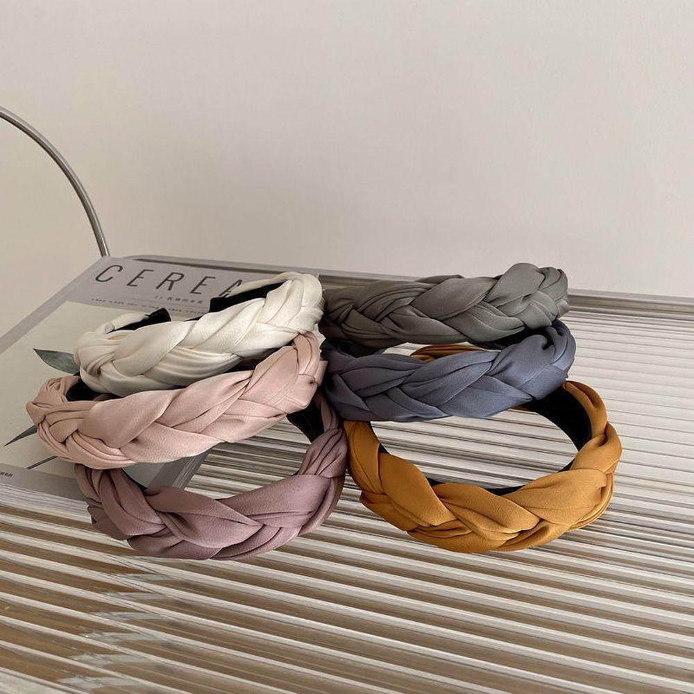 Băng Đô Cài Tóc Bản Rộng Màu Trơn Không Trượt Thời Trang Hàn Quốc Cho Nữ