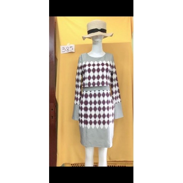 Đầm công sở họa tiết. S385