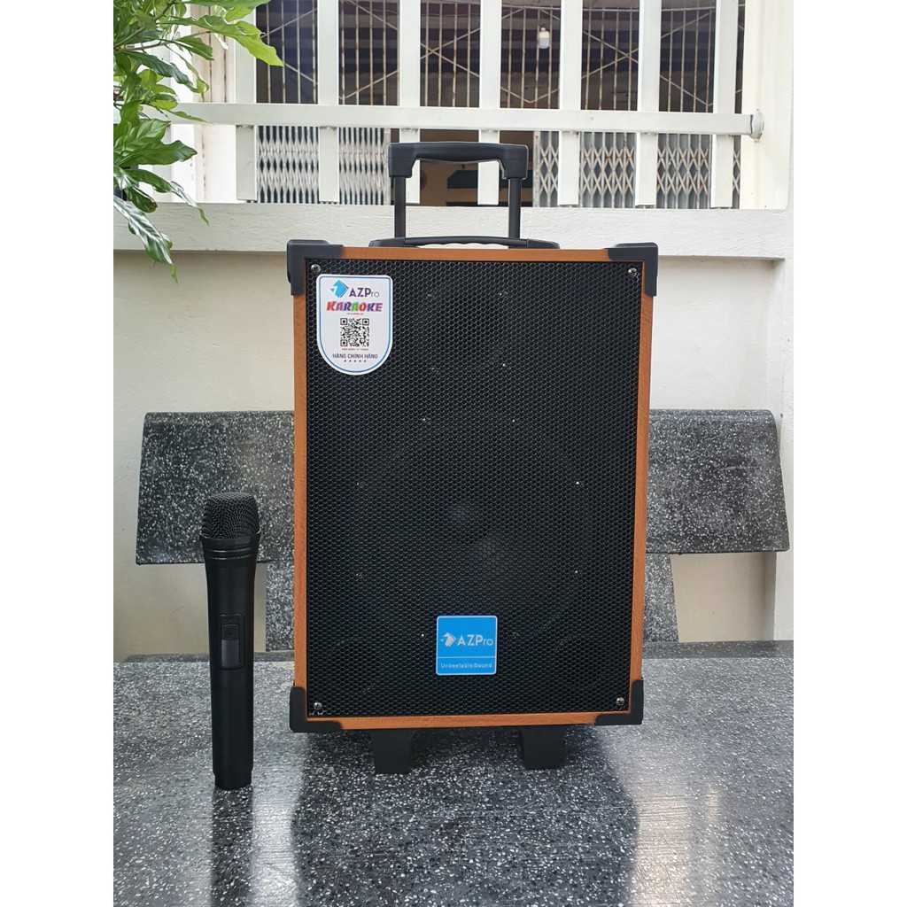 Loa kéo karaoke mini AZPro AZ 8 bluetooth 2 mic Loa kẹo kéo di động thùng gỗ giá tốt