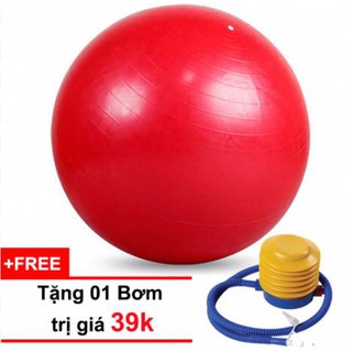 Bóng tập yoga trơn 65cm tặng kèm bơm bóng