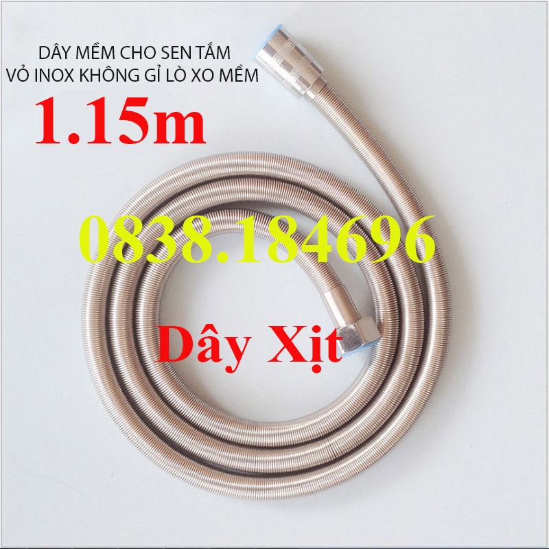 Dây nối mềm cho sen tắm với vỏ bằng inox sọi uốn lò xo loại dài 1.4m, L140cm01