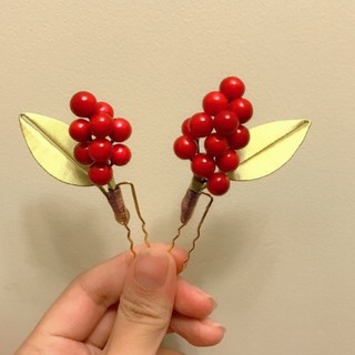 [Nguyên Liệu Làm Trâm] 5 Quả Mọng Màu Đỏ Trang Trí