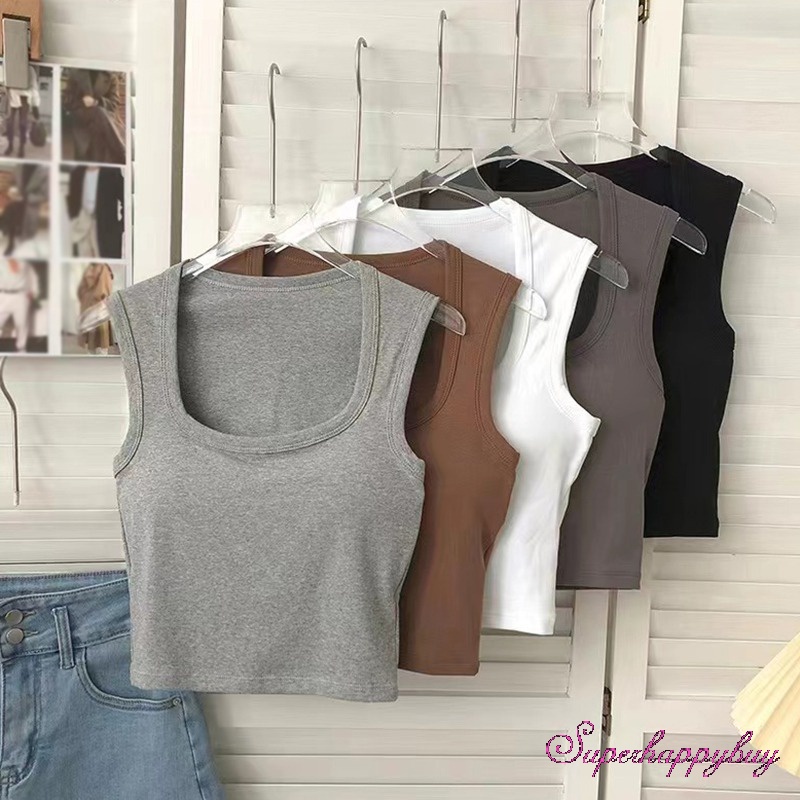 Áo Tank Top Cổ Vuông Kiểu Dáng Thể Thao Trẻ Trung Năng Động Dành Cho Nữ C24