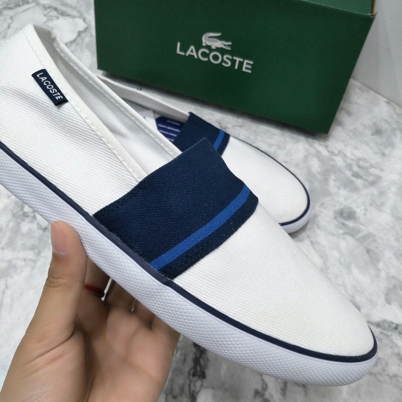 giày lười vải đế bệt mũi bo tròn thời trang nam cá tính lacoste