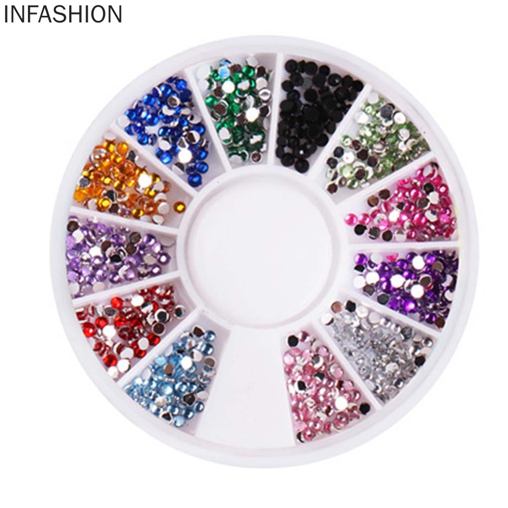 [Hàng mới về] Hộp resin kim cương giả 12 màu trang trí làm đẹp móng tay thủ công