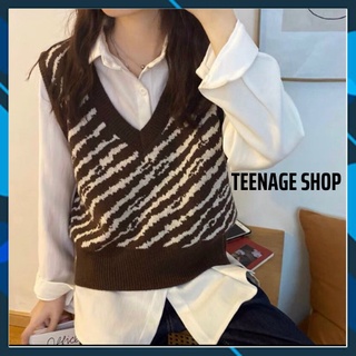 Áo gile len nữ cổ v ulzzang Hàn Quốc sweater