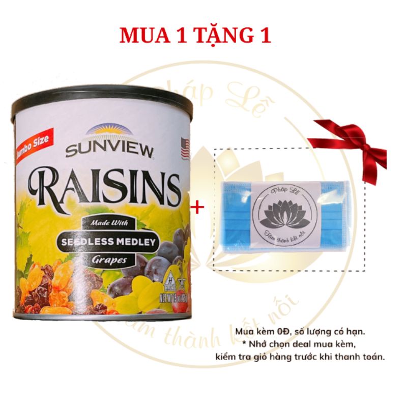 Nho Khô Mỹ Raisin Sunview Không Hạt Vị Thập Cẩm 425g Thích Hợp Cho Người Ăn Kiêng, Thuần Chay, Thực Dưỡng
