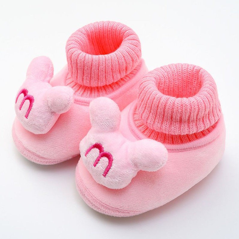 Giày búp bê lót nhung cotton thời trang cho bé sơ sinh 0-12 tháng tuổi
