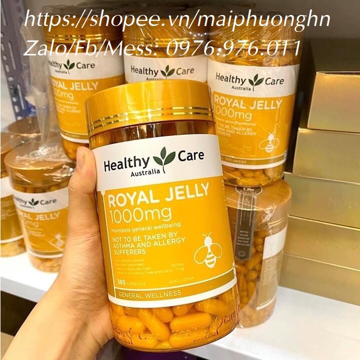 SỮA ONG CHÚA HEALTHY CARE ROYAL JELLY 1000MG 365 VIÊN (ÚC)