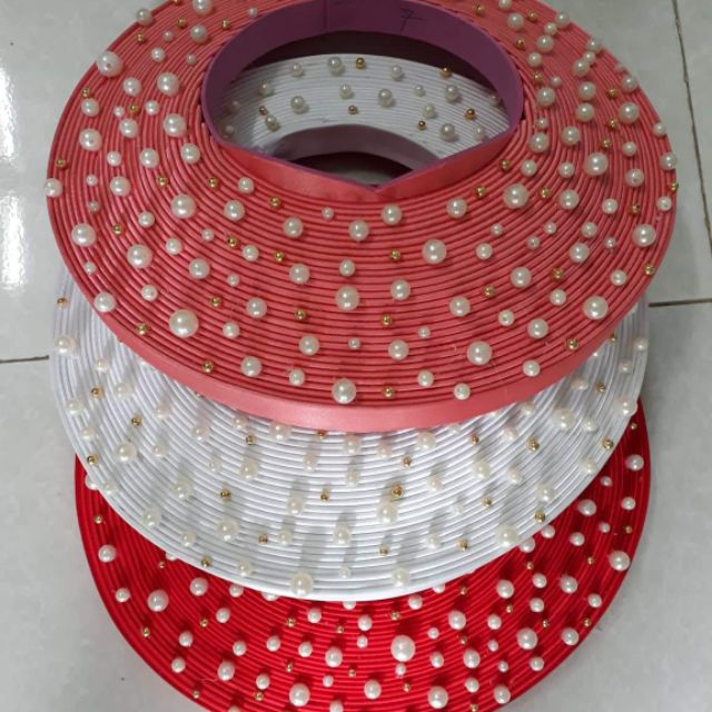 Khăn xếp 30 vòng đính hạt trai.