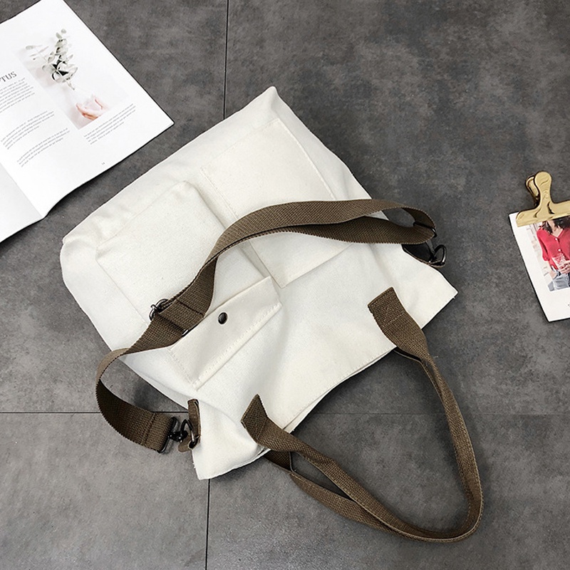 Túi xách công sở vải canvas trơn nhiều ngăn