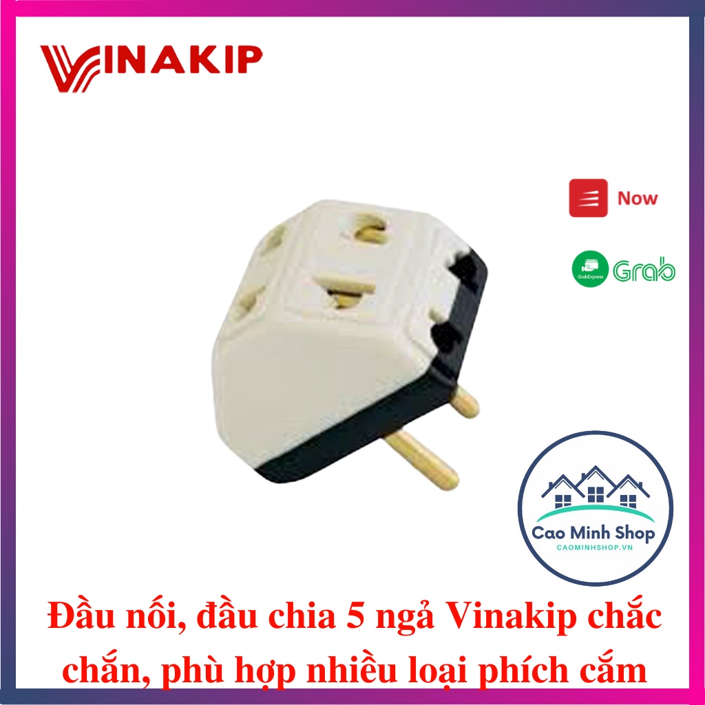 Đầu nối, đầu chia 5 ngả Vinakip DN08 đa năng, chống cháy, chống vỡ, phù hợp nhiều loại phích cắm - Cao Minh Shop