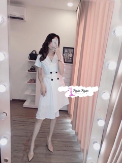 Đầm Đen sơmi vest dập ly