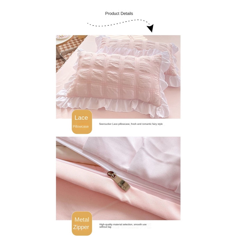 Internet Hot Seersucker Four-Piece of Bed Skirt Spring and Summer Korean Princess Style Girlish Heart Duvet Cover Bedspread Bedding
