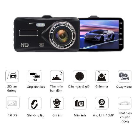 Camera hành trình ô tô, Camera hành trình A6 Plus Full HD Đèn LED,ghi hình trước sau, màn hình cảm ứng,thẻ nhớ 32G | BigBuy360 - bigbuy360.vn