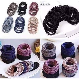 Set 100 Chun Cột Tóc Trơn Nhiều Màu Cho Bạn Gái
