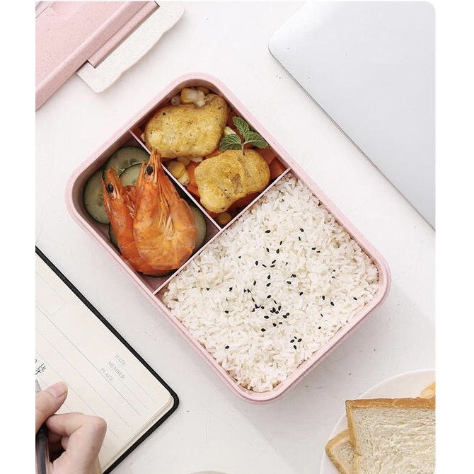 [ FREESHIP ] Hộp đưng cơm lúa mạch 3 ngăn kèm đũa thìa cao cấp 1000ml | BigBuy360 - bigbuy360.vn