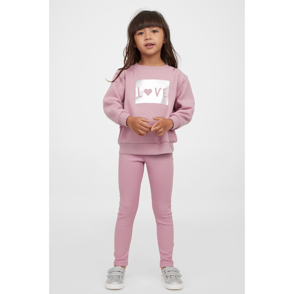 Set bộ áo nỉ quần legging bé gái lớn HM Auth sale (1-10y)