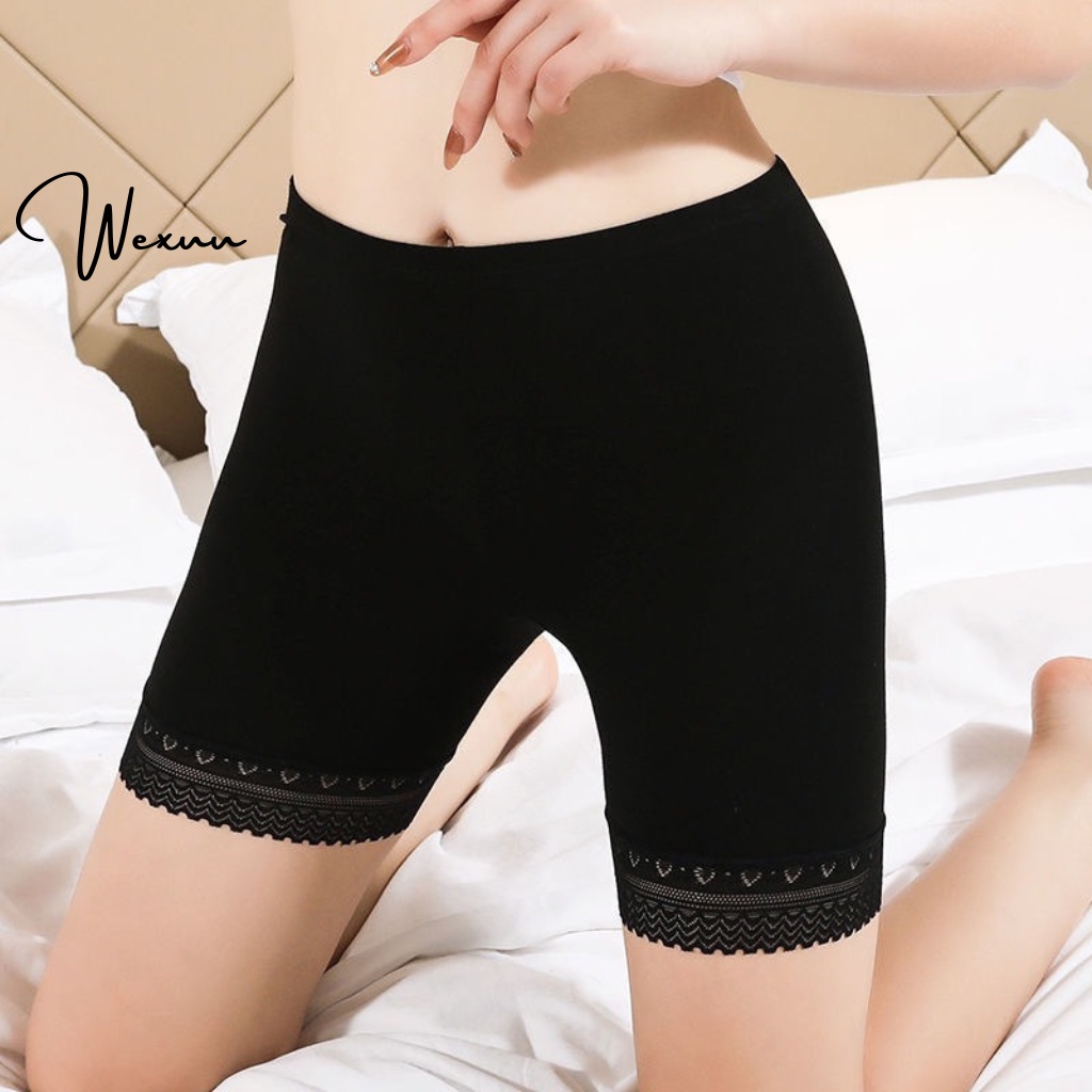 Quần mặc váy Wexuu vải cotton co dãn phối viền ren mềm chống lộ cao cấp - QV08